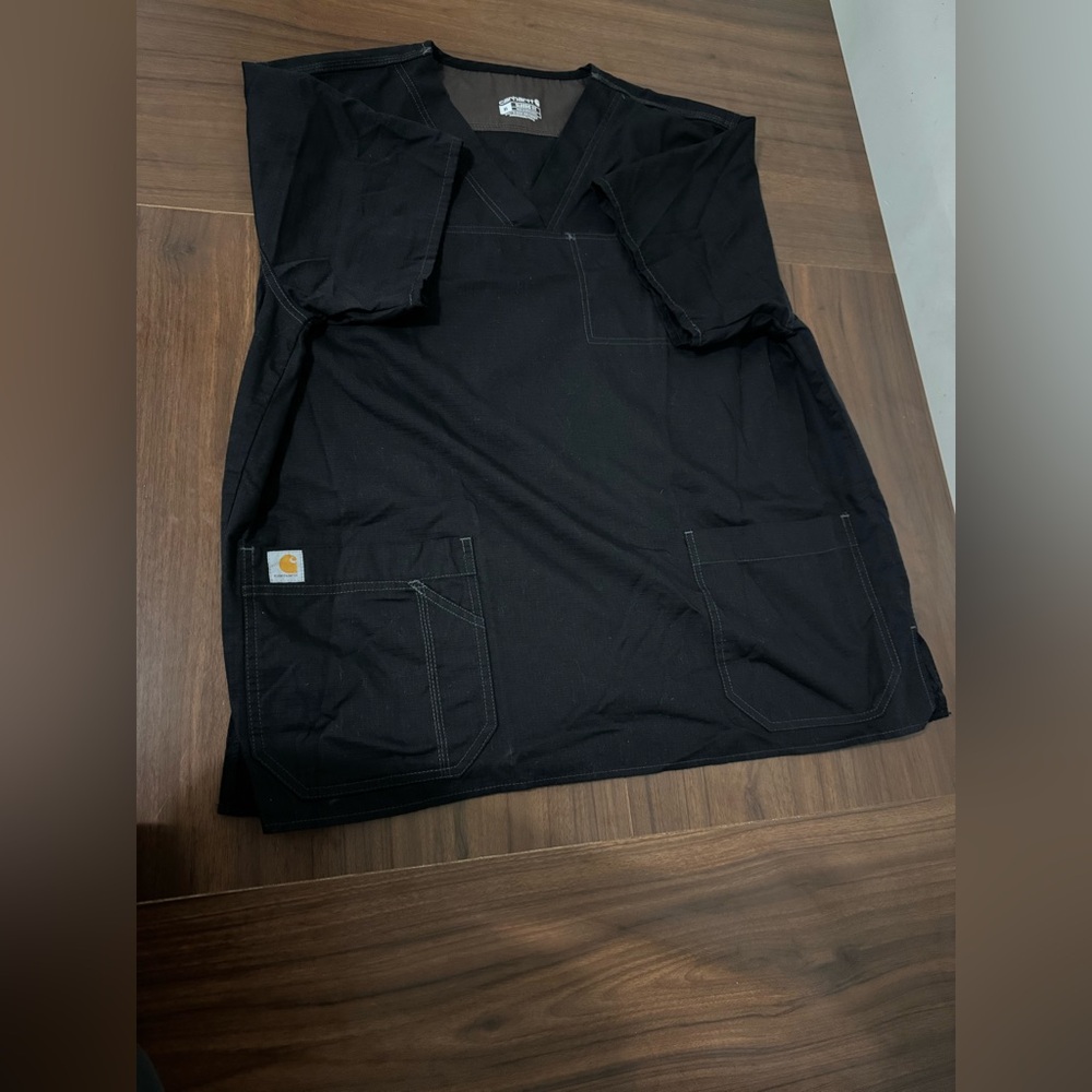 Carhartt Ripstop Scrub Top  XL Black V-Neck Workwear Medical Utility - Picture 5 of 10